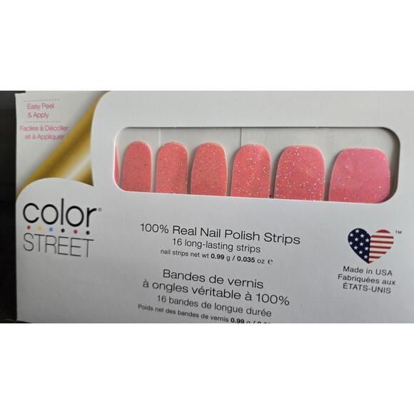 Color Street Nail Polish Strips, Pink Paradise Glitter, New In Box, - Picture 2 of 3